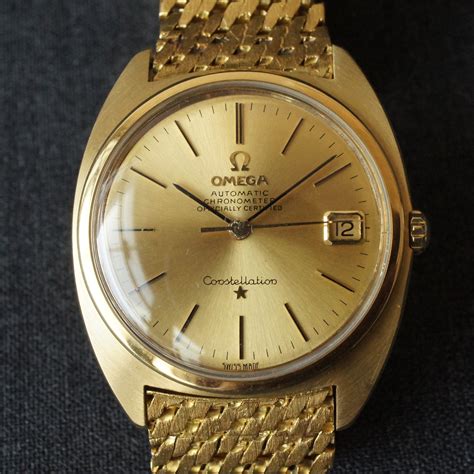 vintage omega constellation 18k gold watch price|omega constellation manhattan vintage.